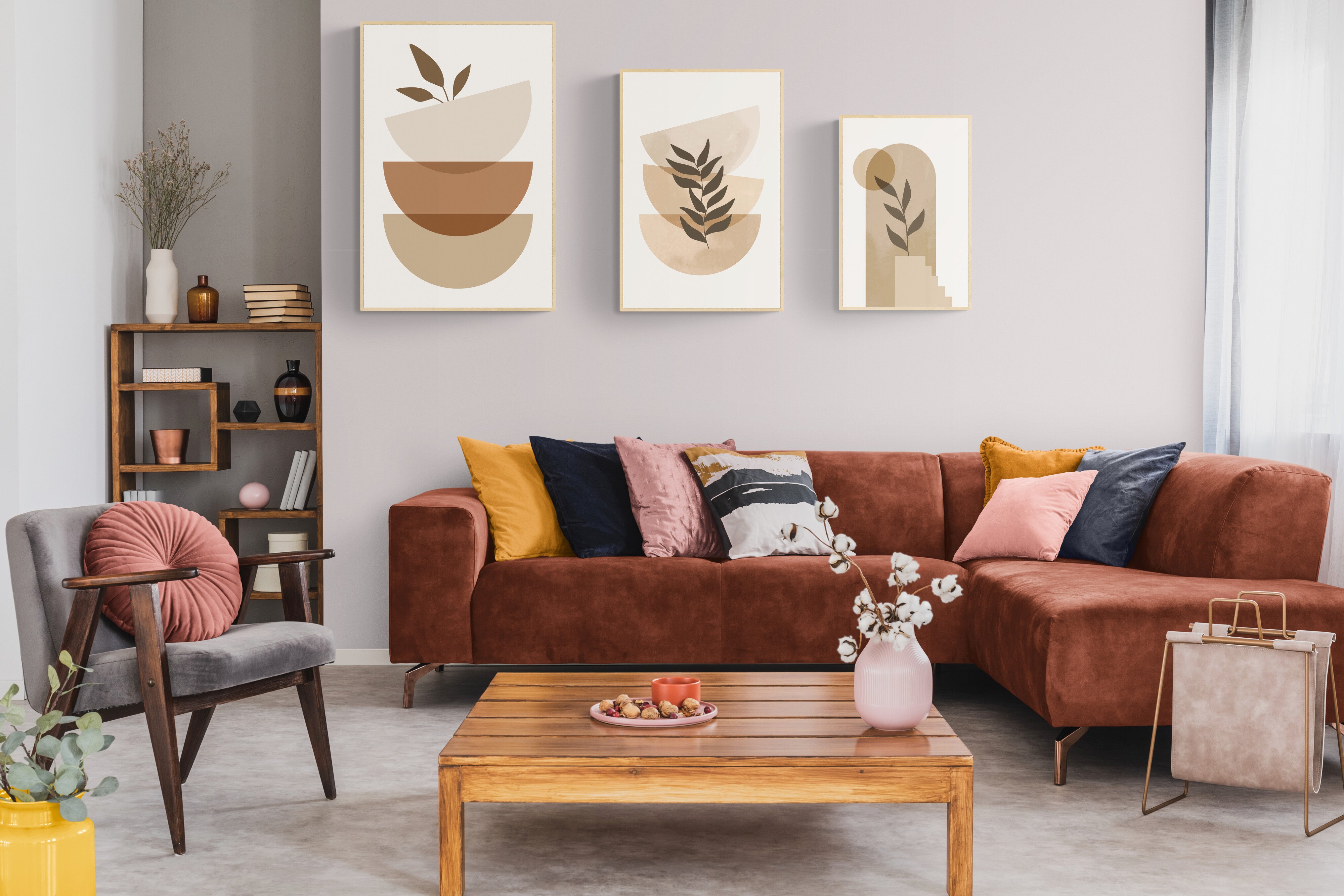 Desert Bloom" Abstract Botanical Art Set - Minimalist Earth Tones & Organic Forms