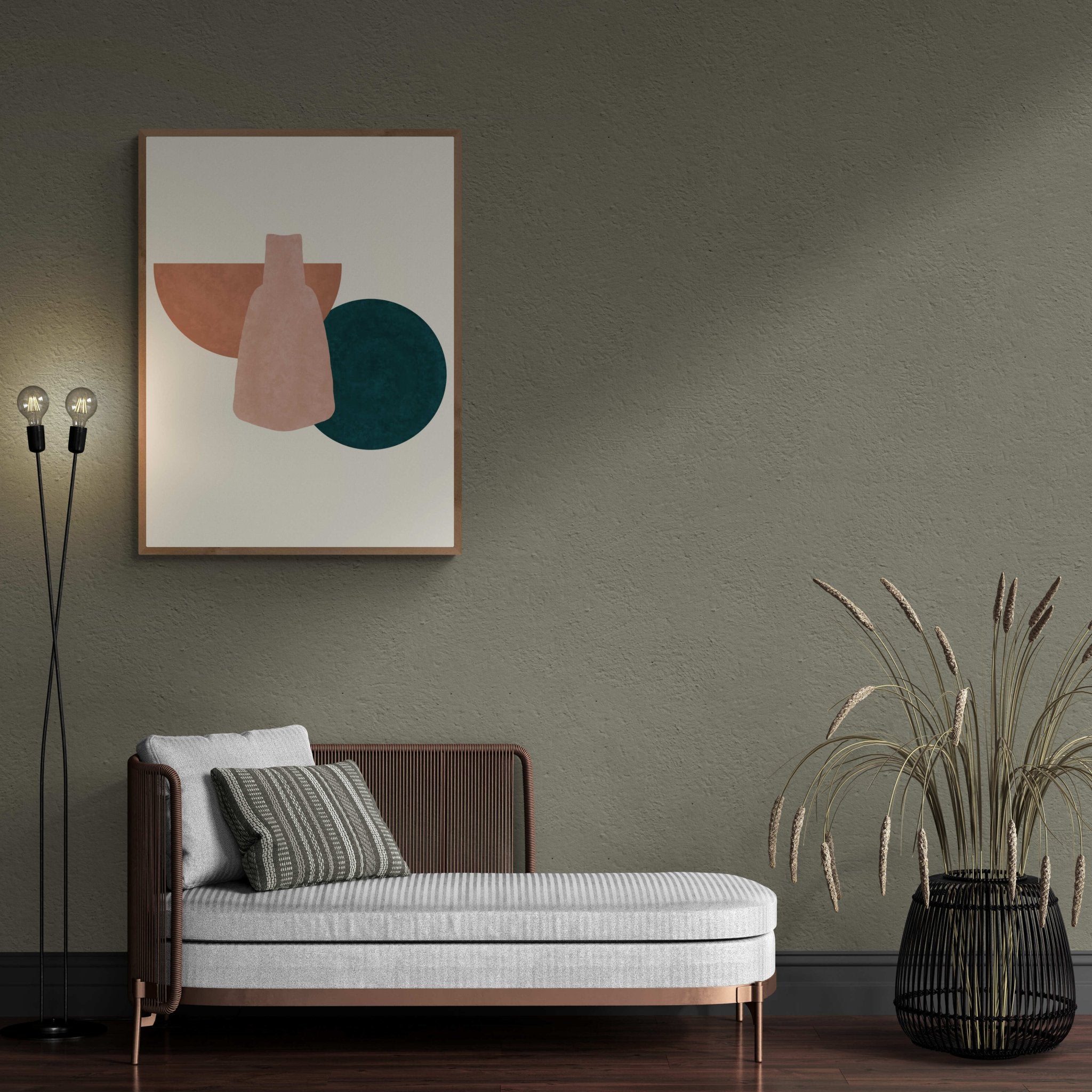 earthy - vase - half - circle - teal - abstract - Arttivio™