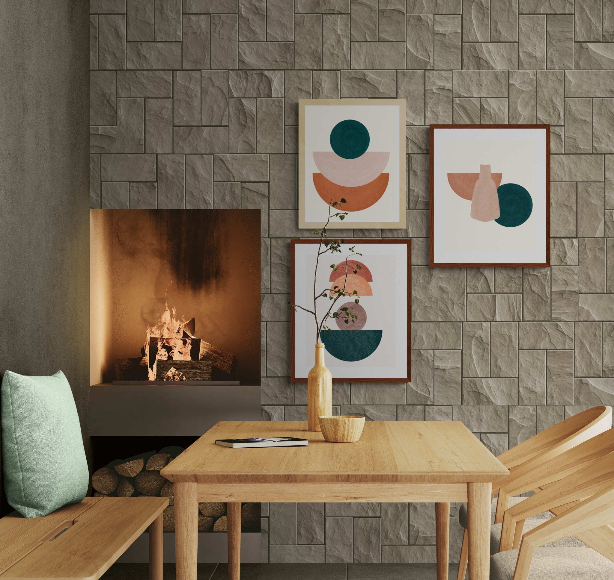 earthy - vase - half - circle - teal - abstract - Arttivio™