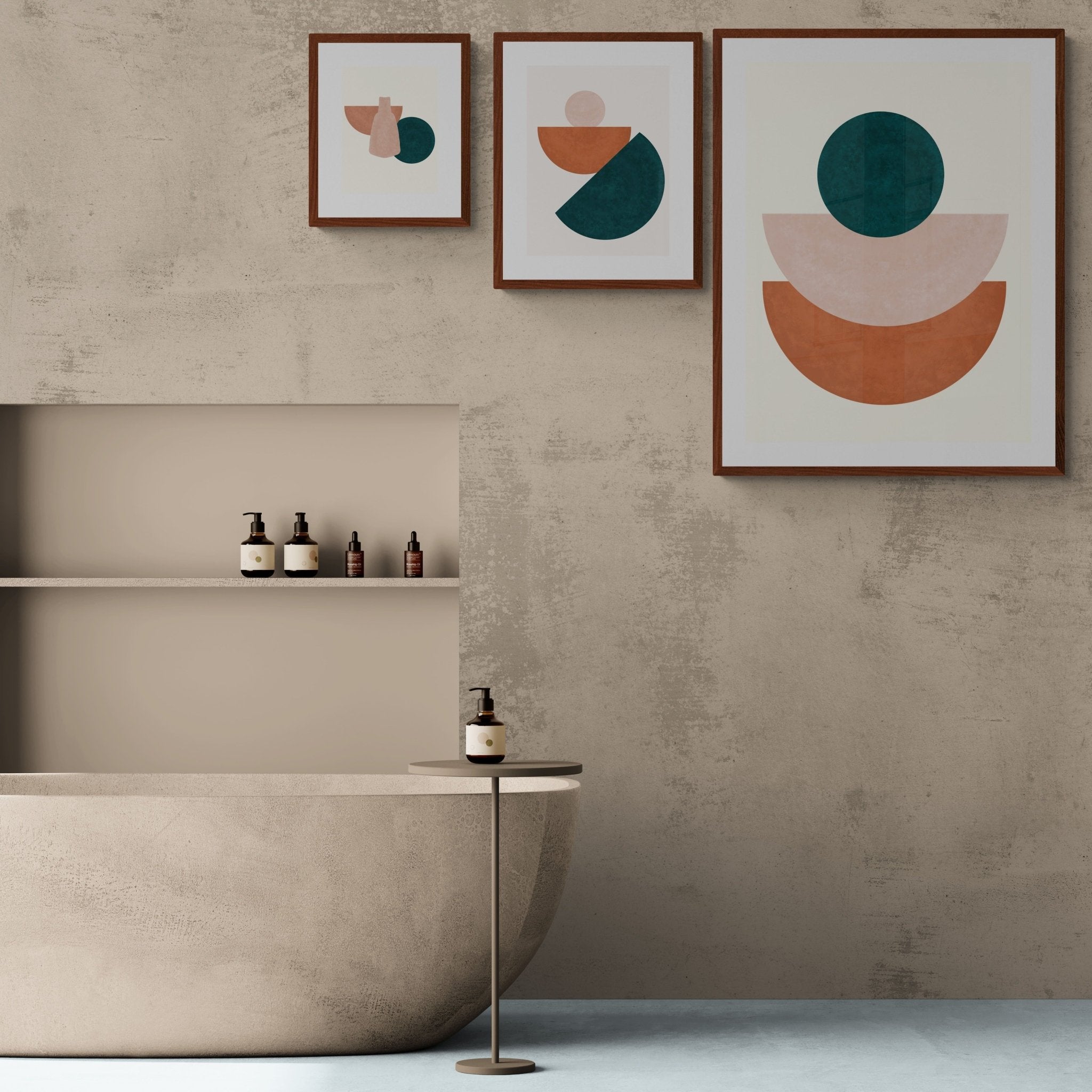 earthy - vase - half - circle - teal - abstract - Arttivio™