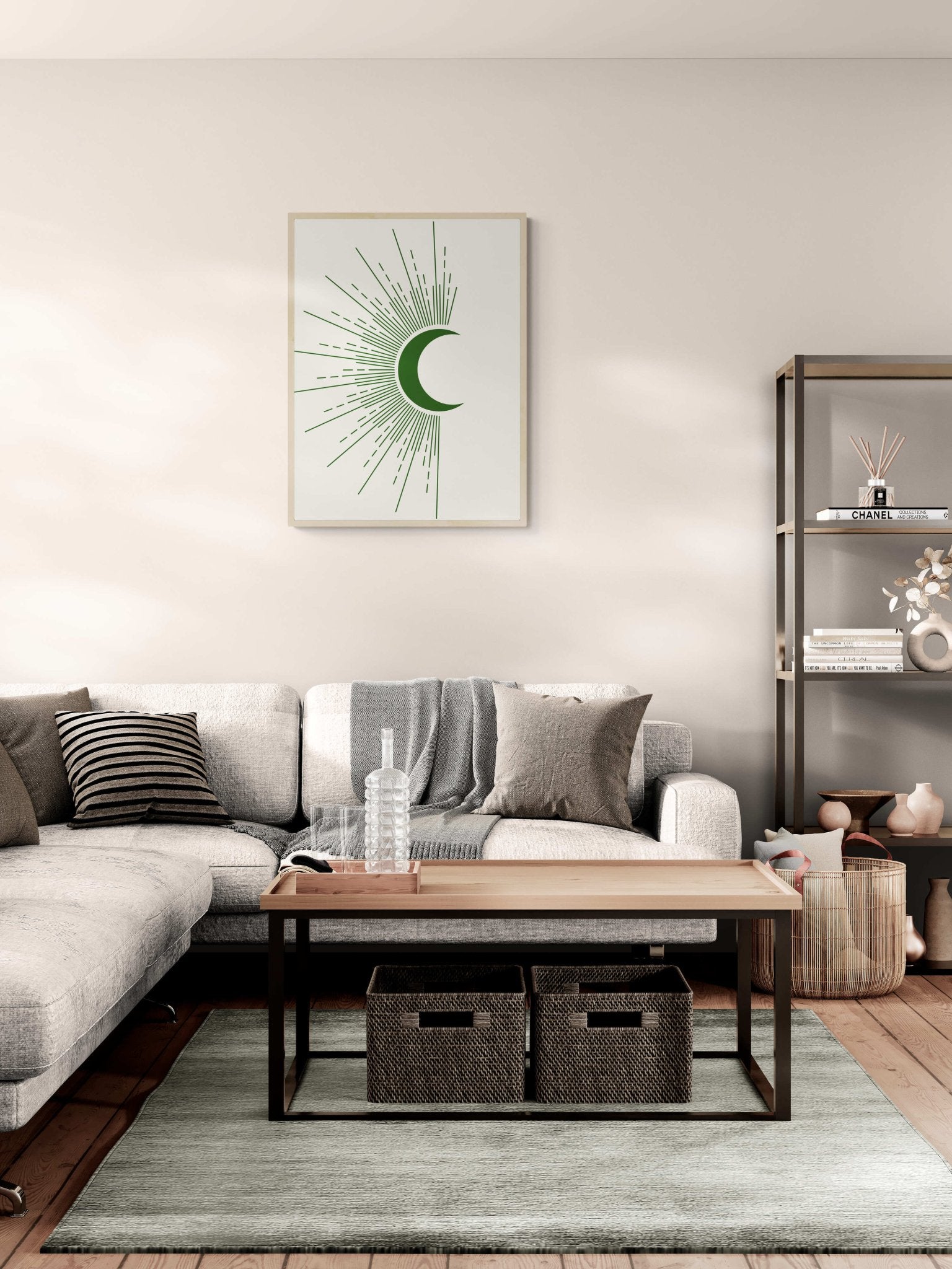 green - crescent - moon - celestial - burst - Arttivio™