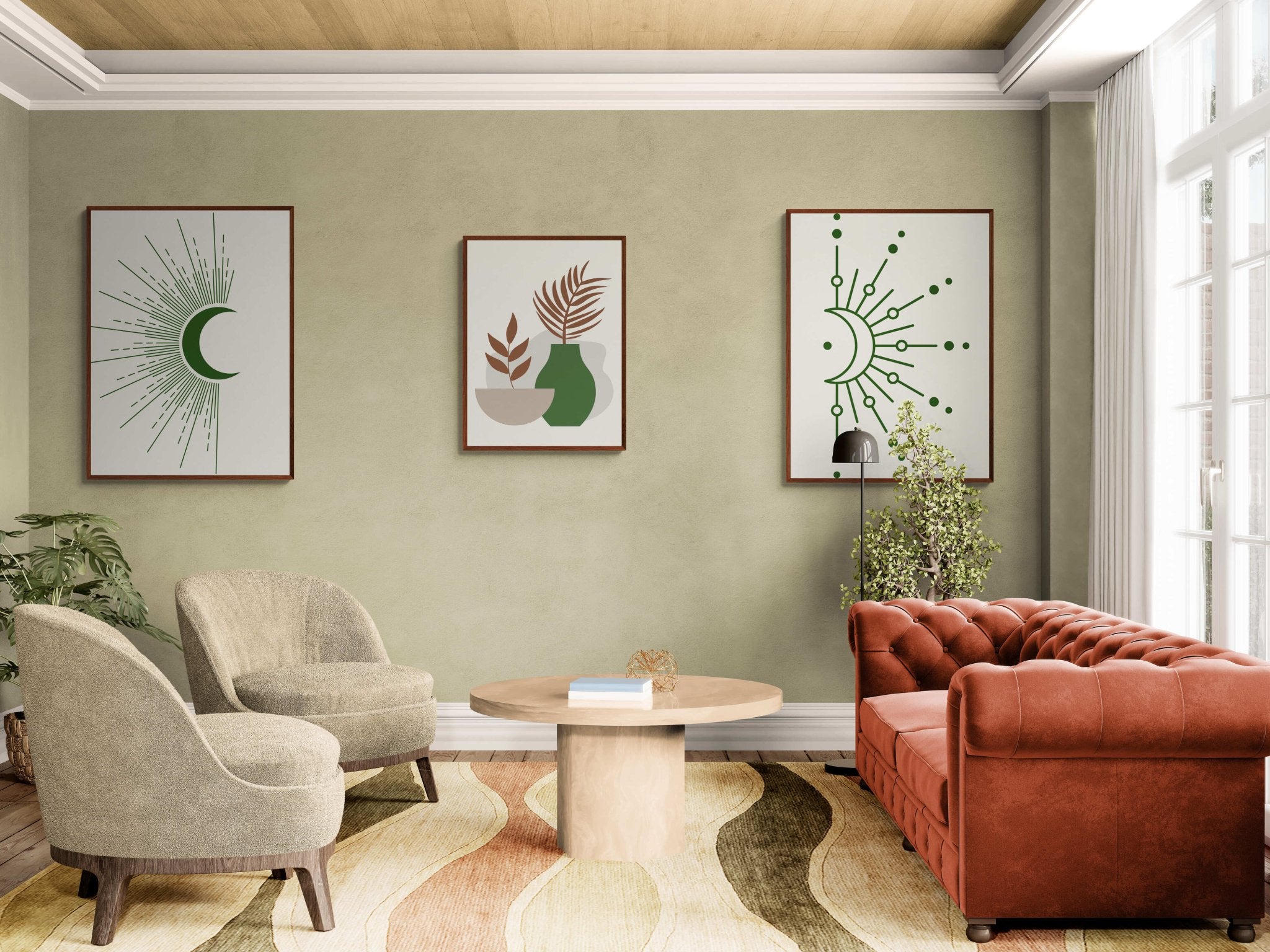 green - crescent - moonburst - celestial - Arttivio™