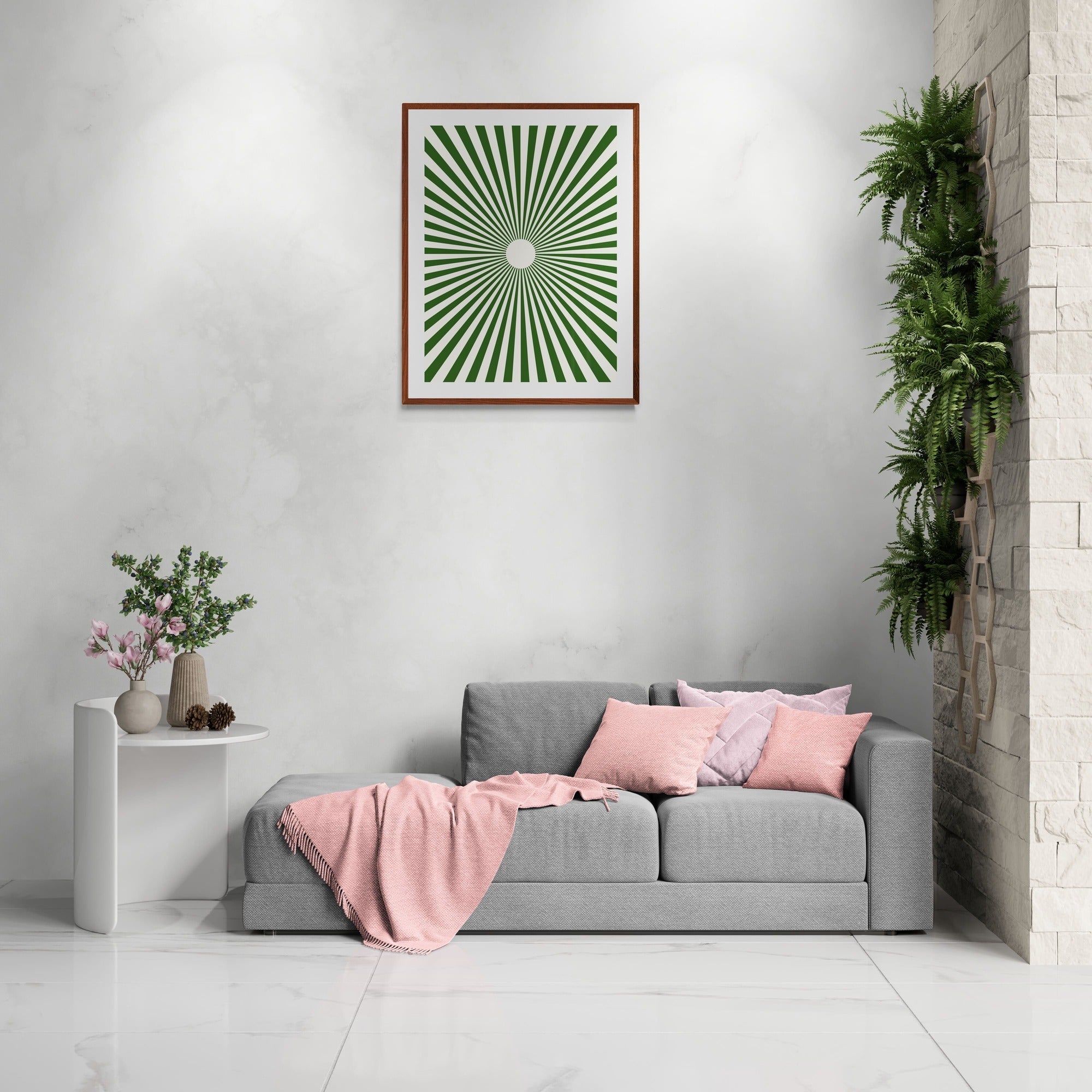green - retro - sunburst - abstract - Arttivio™