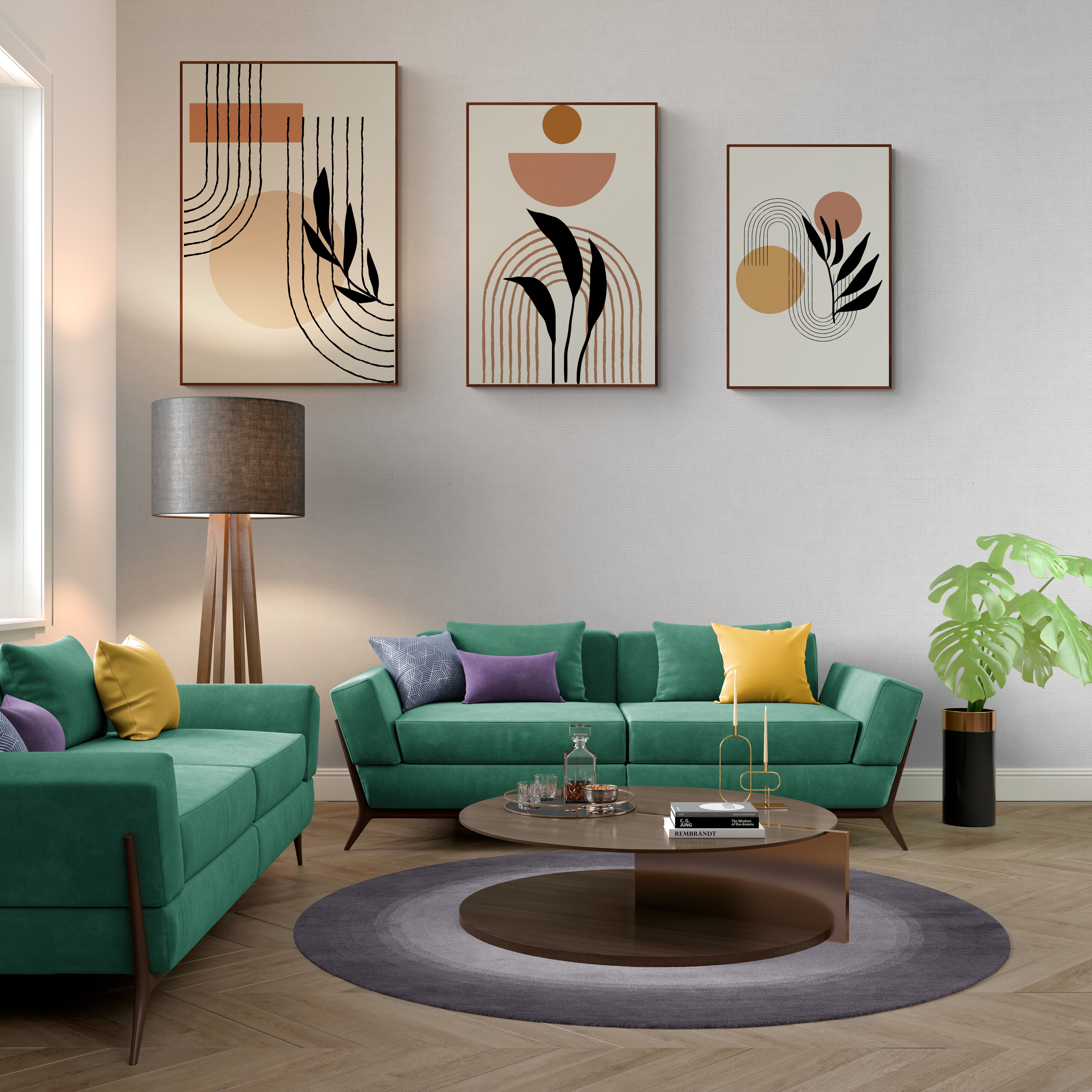Boho Botanica 3-Piece Wall Art Set - Earthy Abstract & Botanical Decor