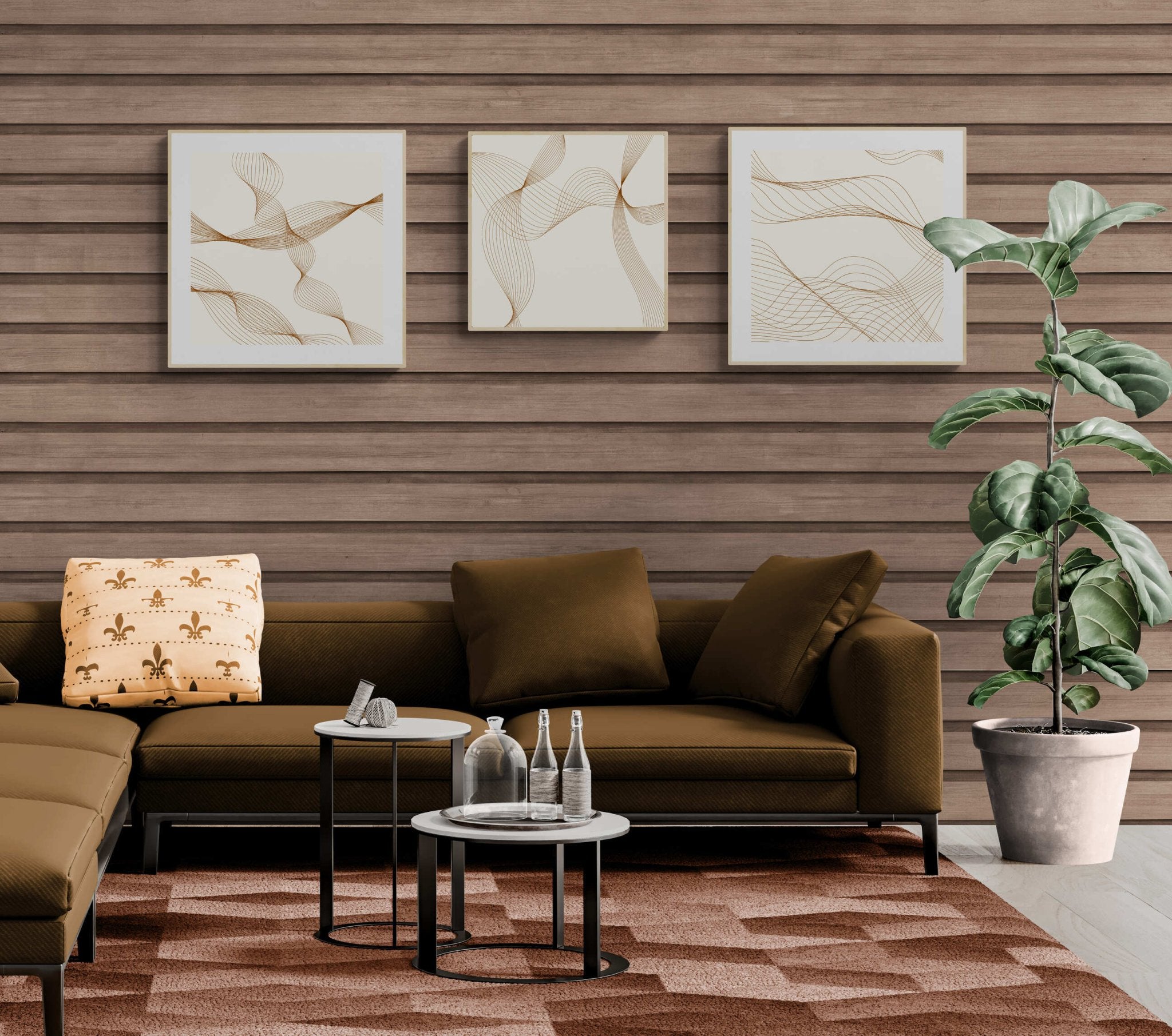 minimalist - brown - flowing - line - abstract - Arttivio™