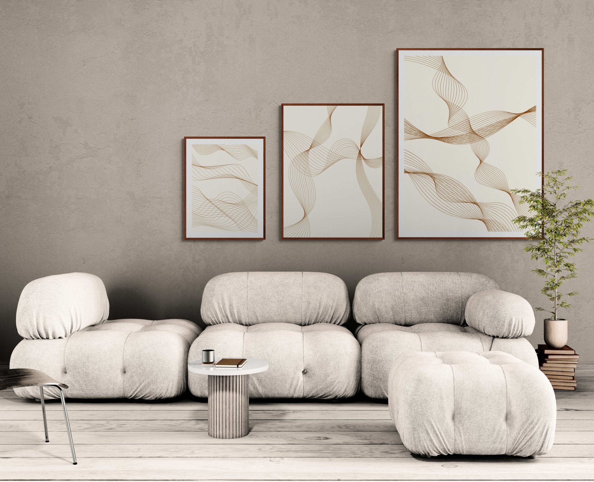 minimalist - brown - flowing - line - abstract - Arttivio™