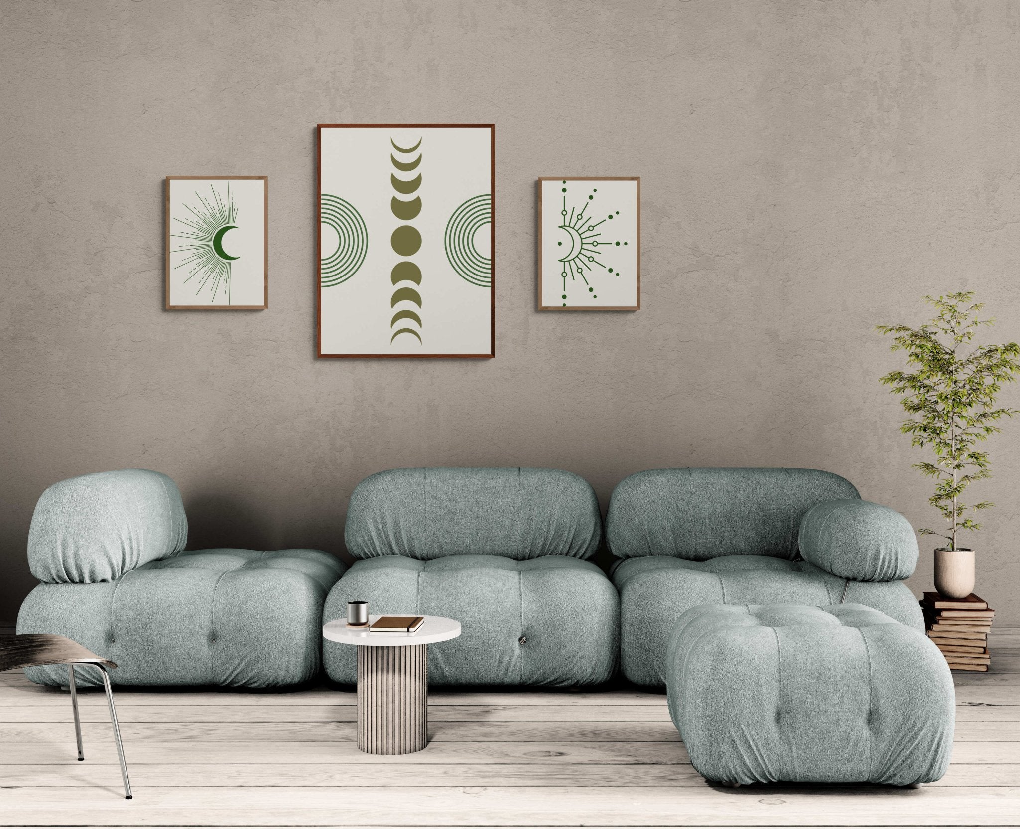 olive - moon - phases - concentric - arc - wall - art - Arttivio™