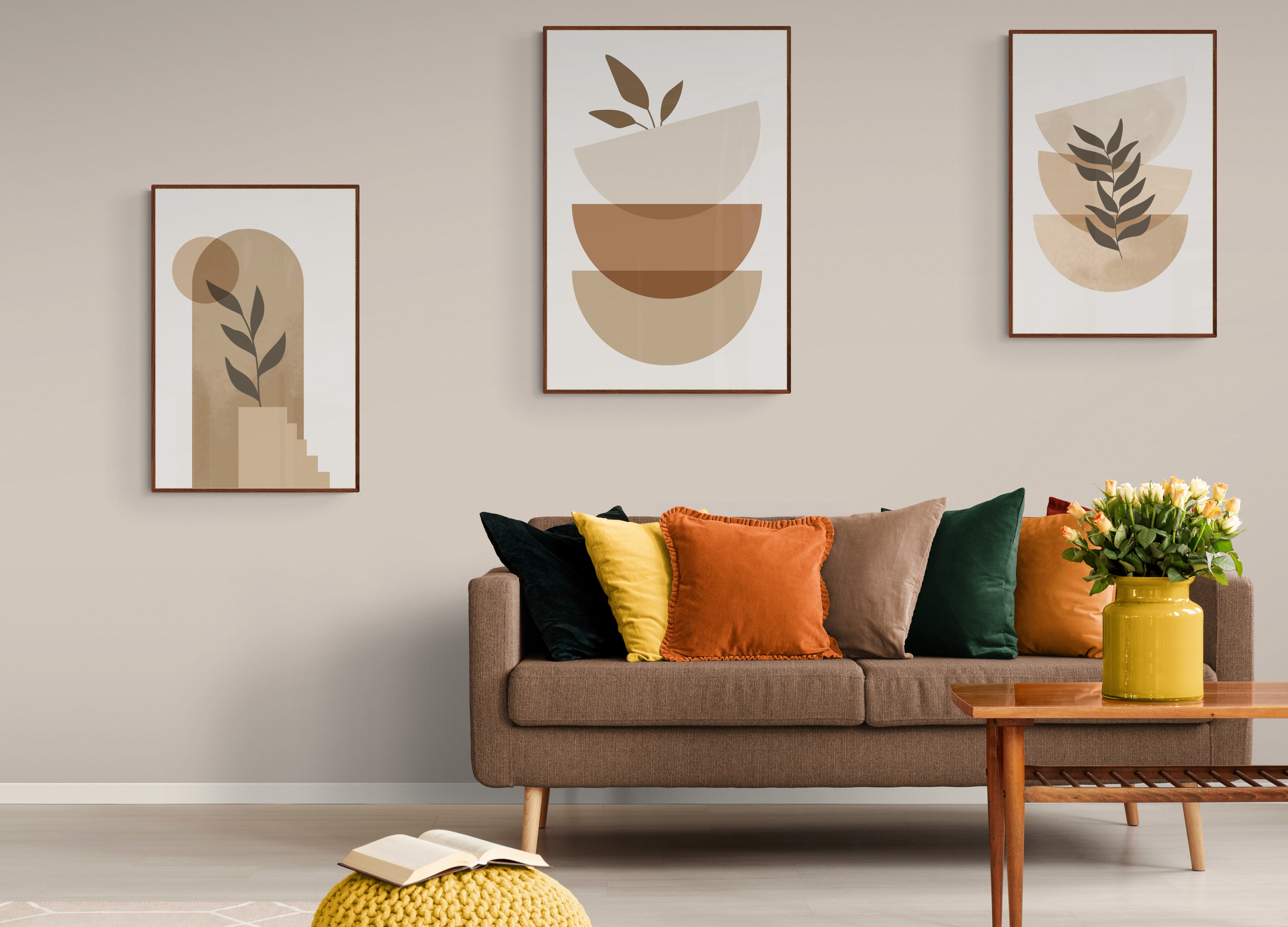 Desert Bloom" Abstract Botanical Art Set - Minimalist Earth Tones & Organic Forms