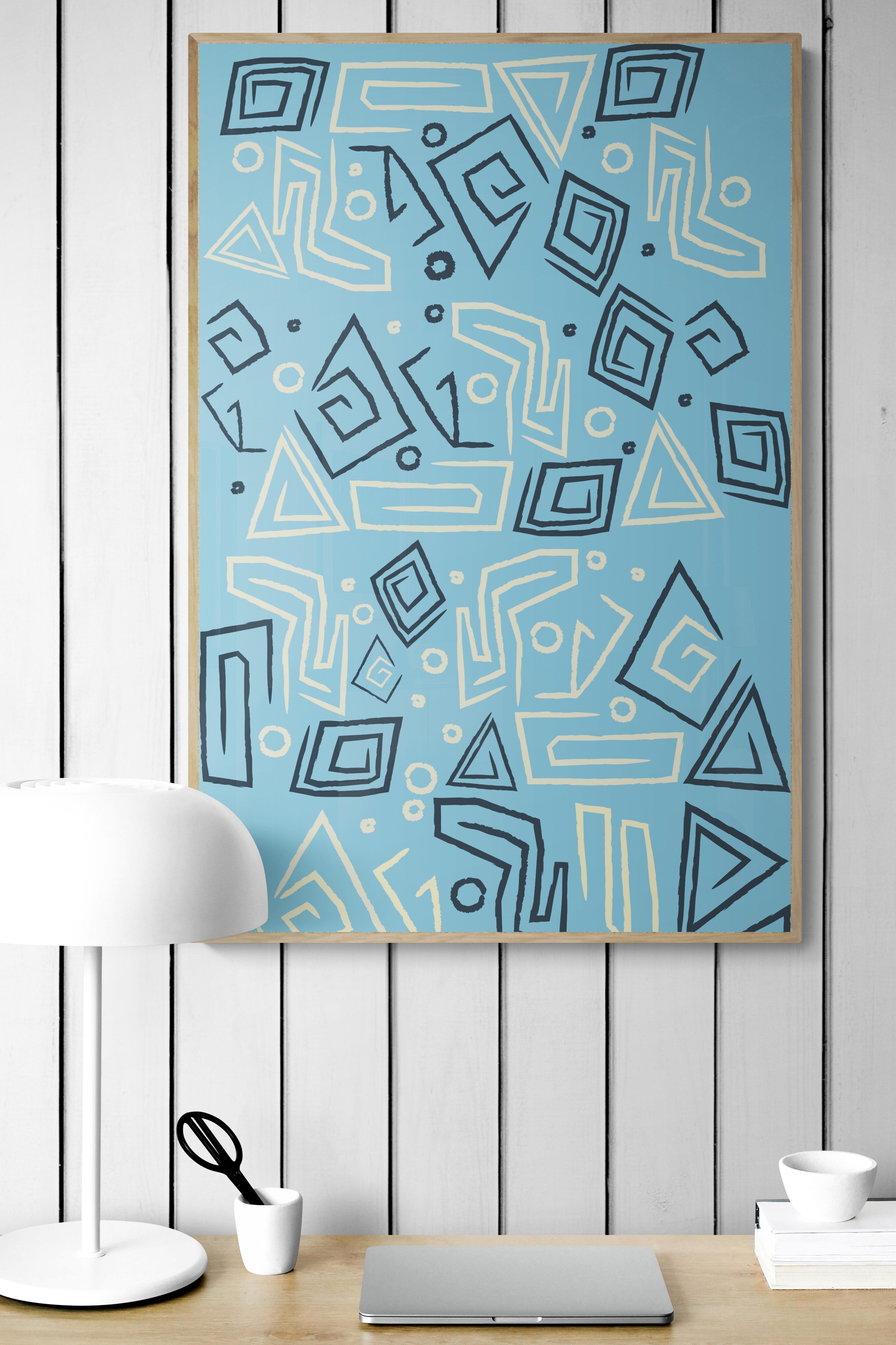 Abstract Tribal Inspired geometry- Modern Botanical Digital Print
